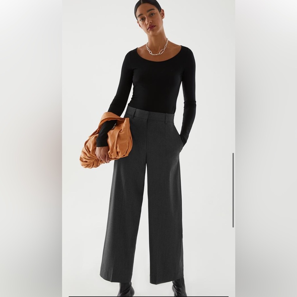 NWT COS wool blend wide legged trousers in dark grey